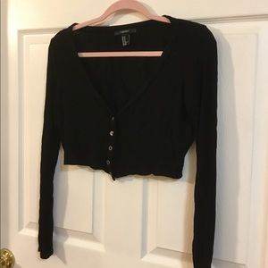 Black crop top cardigan